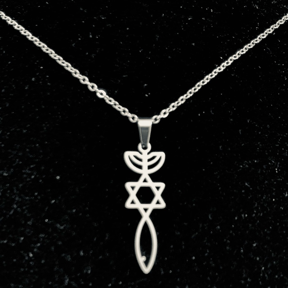 Jewish Star of David Menorah/Ichthus Messianic Seal chain necklace